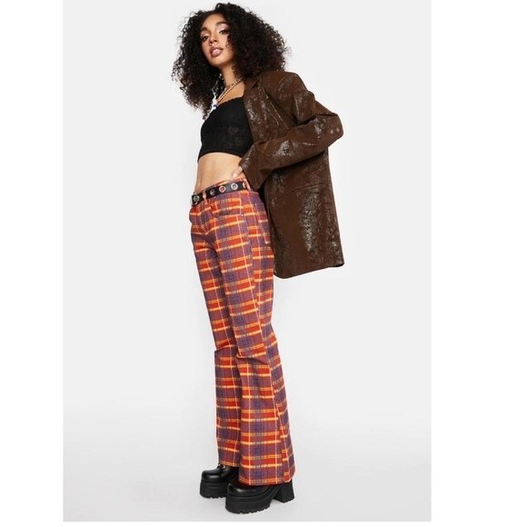 The Ragged Priest Register Plaid Flare Jeans 28 - Picture 5 of 13